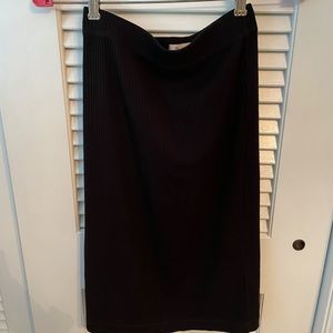 Ribbed Black Pencil Skirt